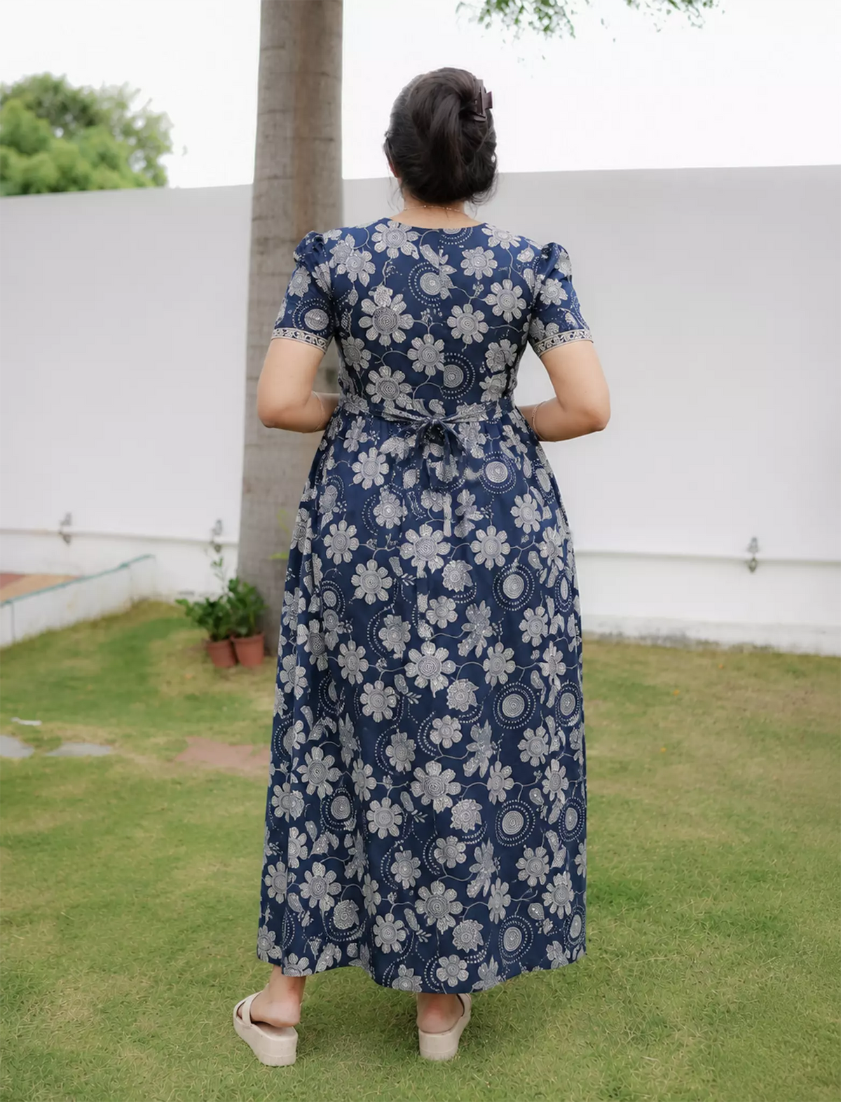 Cotton Floral Print Casual & Feeding Frock - Mangai Nighties