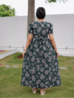 Cotton Floral Print Casual & Feeding Frock - Mangai Nighties