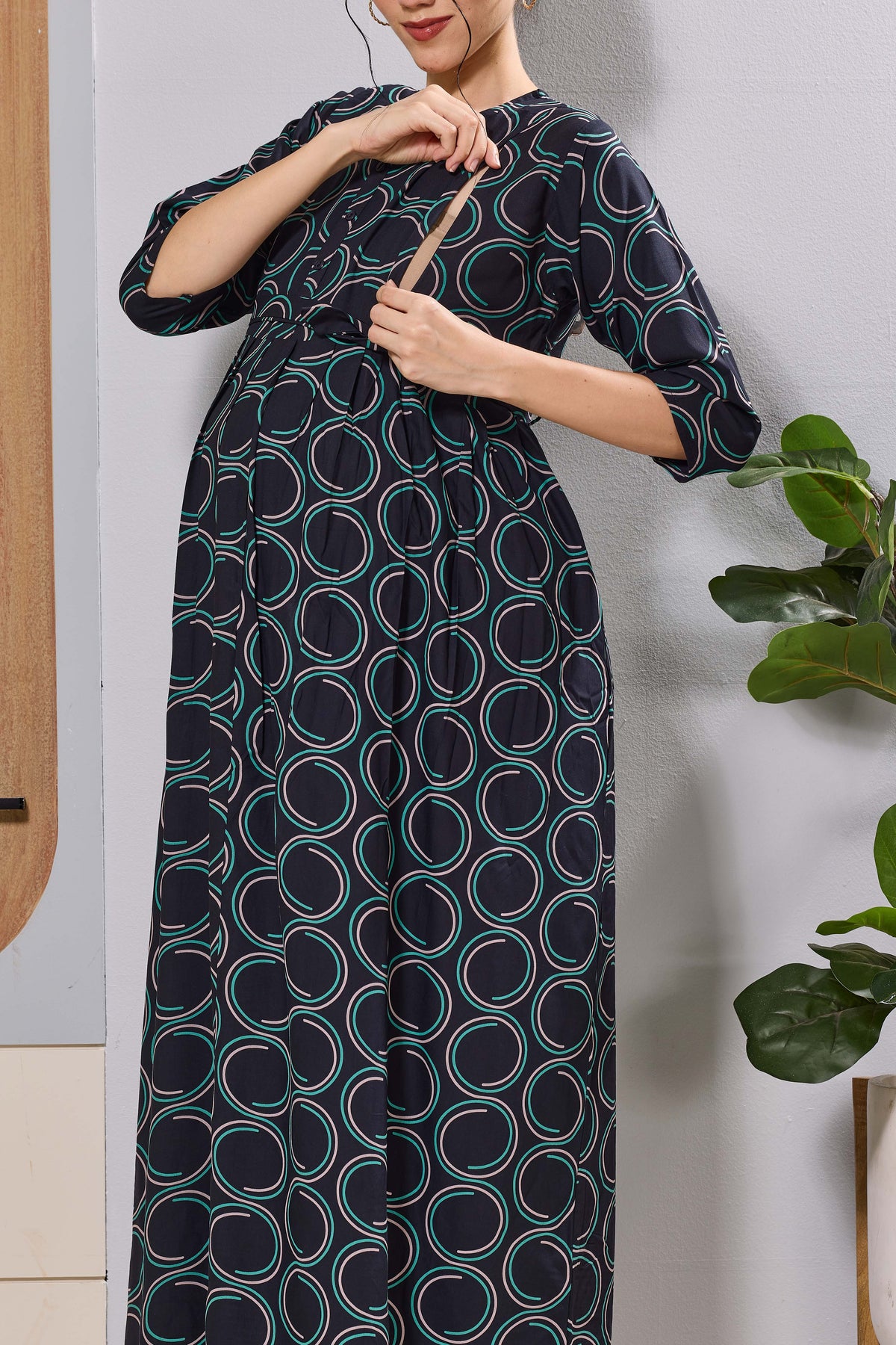 Rayon Maternity Wear Invisible Feeding Zip - Mangai Nighties 
