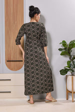 Rayon Maternity Feeding Long Frock Back View - Mangai Nighties 