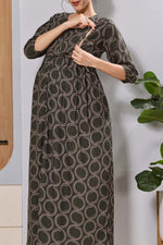 Rayon Maternity Long Frock Invisible Feeding Zipper - Mangai Nighties 