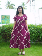 Purple Rayon Abstract Print Daily Wear Maxi Frock - Mangai Nighties