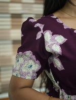 Rayon Floral Print Foil Gathering Maxi with Front Tie - Mangai Nighties
