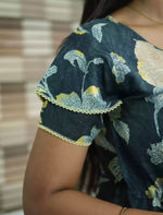 Rayon Blue Floral Double Layer Sleeve Maxi Frock - Mangai Nighties