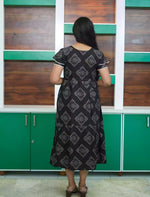 Rayon Diamond Butta Print Foil Gathering Maxi with Layer Sleeve - Mangai Nighties