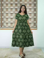 Rayon Diamond Butta Print Foil Gathering Maxi with Layer Sleeve - Mangai Nighties