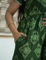 Rayon Diamond Butta Print Foil Gathering Maxi with Layer Sleeve - Mangai Nighties
