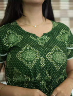 Rayon Diamond Butta Print Foil Gathering Maxi with Layer Sleeve - Mangai Nighties