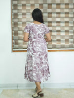 Mauve Rayon Foil Gathering Maxi Frock Back View - Mangai Nighties 