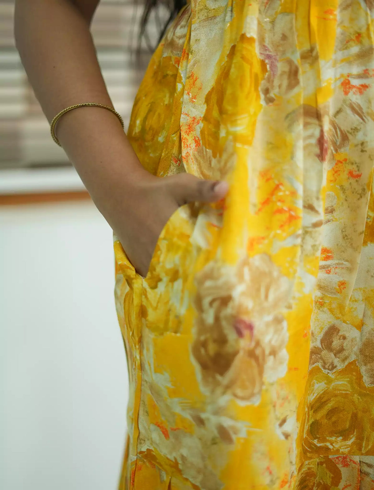 Pink Floral Zipless Rayon Maxi Frock with Side Pocket - Mangai Nighties 