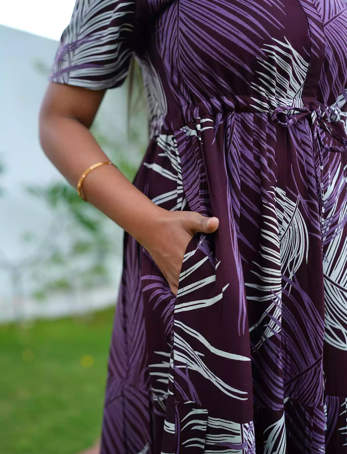 Pocket Rayon Long Dress with Functional Side Pocket - Mangai Nighties