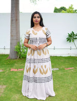 Rayon Heart Dot Print Tie Waist with Layered Sleeves - Mangai Nighties