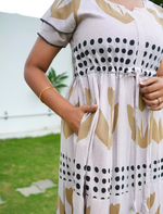 Rayon Heart Dot Print Tie Waist with Layered Sleeves - Mangai Nighties