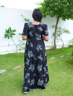 Rayon Floral Tie Waist Puff Sleeve with Pocket - Mangai Nighties