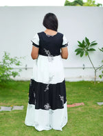 Rayon Floral Print Layer Sleeve Flared Frock - Mangai Nighties