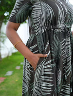Bottle Green Rayon Long Dress with Functional Side Pocket - Mangai Nighties