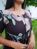 Rayon Floral Flared Frock with Tie Knot | Mangai Nighties