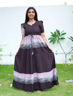 Rayon Ombre Printed Puff Sleeve Frock Styles - Mangai Nighties