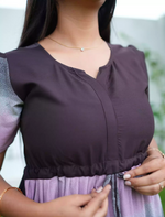 Rayon Ombre Printed Puff Sleeve Frock Styles - Mangai Nighties