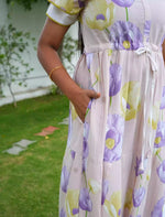 Lavender Rayon Long Dress with Functional Side Pocket - Mangai Nighties