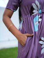 Rayon Floral Print Front Tie Flared Frock with Pocket | Mangai Nighties