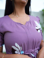 Rayon Floral Print Front Tie Flared Frock with Pocket | Mangai Nighties