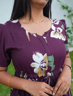 Rayon Floral Print Flared Frock with Puff Sleeve| Mangai Nighties