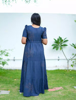 Rayon Floral Printed Tie Waist Puff Sleeve Frock - Mangai Nighties