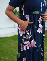 Rayon Floral Print Flared Frock with Puff Sleeve| Mangai Nighties