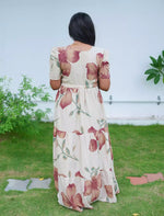Rayon Floral Flared Frock with Tie Knot | Mangai Nighties