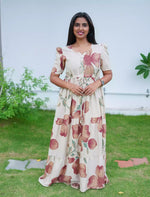 Rayon Floral Flared Frock with Tie Knot | Mangai Nighties