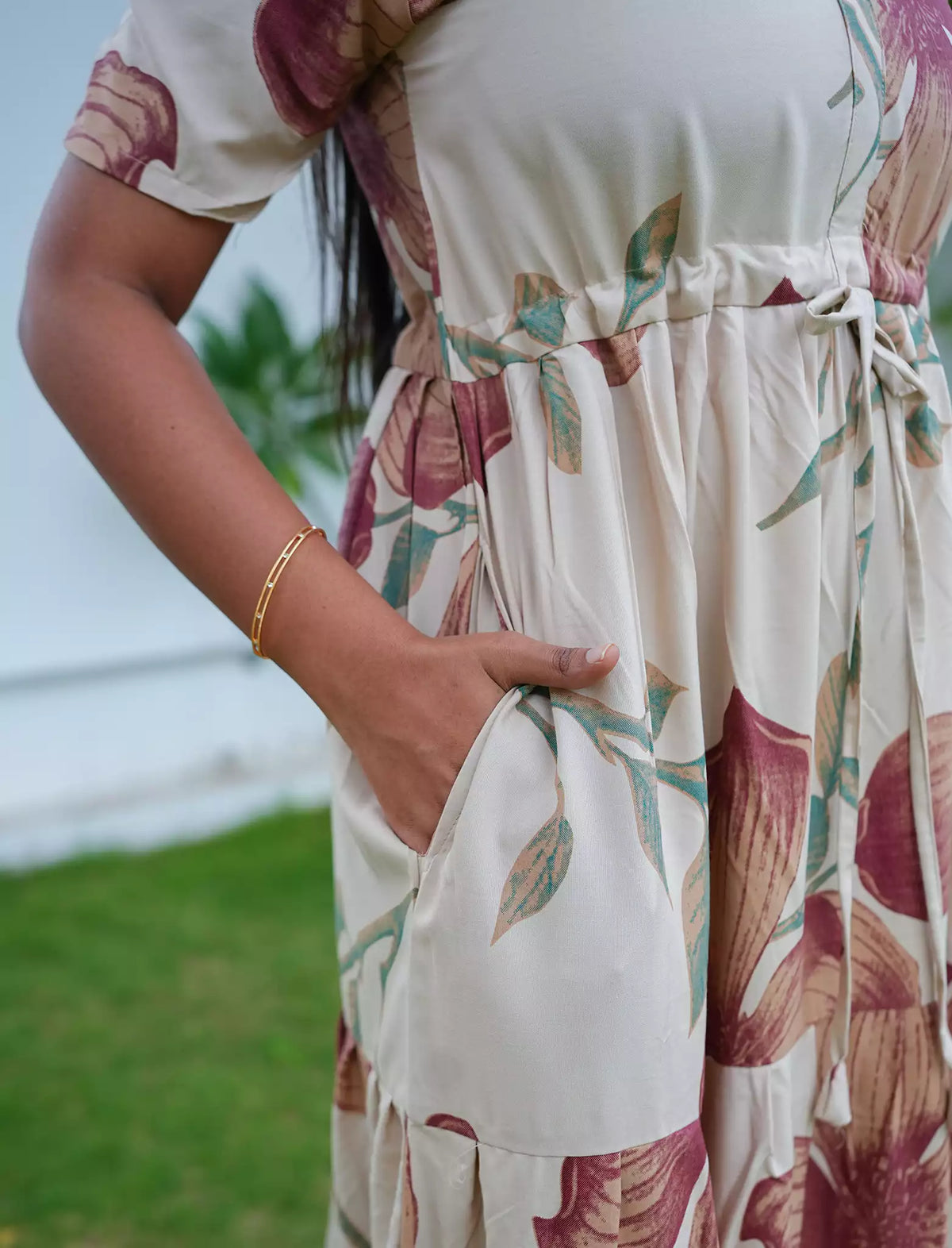 Rayon Floral Flared Frock with Tie Knot | Mangai Nighties