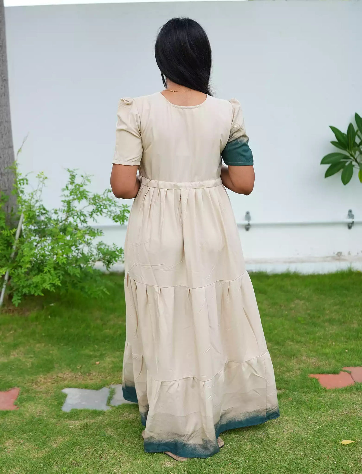 Rayon Ombre Printed Puff Sleeve Frock Styles - Mangai Nighties