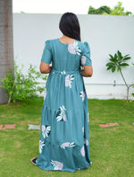 Rayon Floral Print Front Tie Flared Frock with Pocket | Mangai Nighties