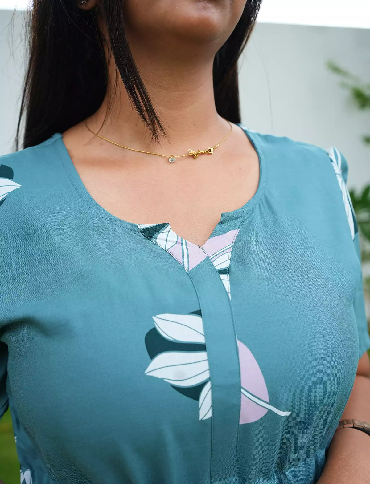Rayon Floral Print Front Tie Flared Frock with Pocket | Mangai Nighties