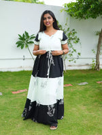 Rayon Floral Print Layer Sleeve Flared Frock - Mangai Nighties