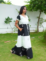 Rayon Floral Print Layer Sleeve Flared Frock - Mangai Nighties