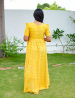 Rayon Floral Printed Tie Waist Puff Sleeve Frock - Mangai Nighties