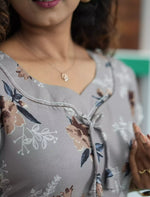 Alpine Floral Print Petal Sleeve 3 Layer Full Frock - Mangai Nighties