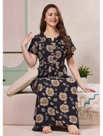 Floral Print Alpine Pleated Kurti Nighty with Pocket - Mangai Nighties