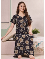 Floral Print Alpine Pleated Kurti Nighty with Pocket - Mangai Nighties
