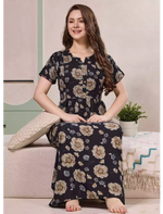 Floral Print Alpine Pleated Kurti Nighty with Pocket - Mangai Nighties