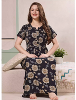 Floral Print Alpine Pleated Kurti Nighty with Pocket - Mangai Nighties