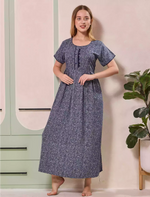 Abstract Print Alpine Pleated Kurti Style Nighty - Mangai Nighties
