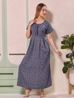 Abstract Print Alpine Pleated Kurti Style Nighty - Mangai Nighties