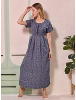 Abstract Print Alpine Pleated Kurti Style Nighty - Mangai Nighties
