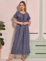 Abstract Print Alpine Pleated Kurti Style Nighty - Mangai Nighties