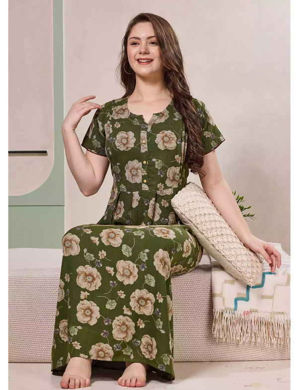 Green Alpine Kurti Style Dress- Mangai Nighties