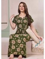 Floral Print Alpine Pleated Kurti Nighty with Pocket - Mangai Nighties