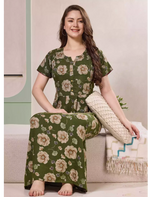 Floral Print Alpine Pleated Kurti Nighty with Pocket - Mangai Nighties